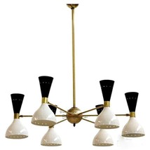 Mid Century Brass Diabolo Colored Chandelier Handmade Huge Iconic Sputnik Lights - £359.72 GBP