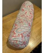 POTTERY BARN BOLSTER, Jane Paisley 12” X 32” Pink Light Blue Throw Pillow - $67.87 CAD