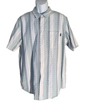 pRANA Men&#39;s Short Sleeve Button Down Striped Shirt Large - $16.82