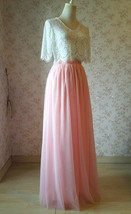 Peach Pink Long Tulle Skirt Outfit Bridesmaid Custom Plus Size Tulle Maxi Skirts image 4