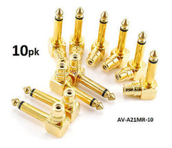 10-Pack Rca Female Jack To 1/4&quot; Mono Male Plug Right Angle Gold Audio Adapter - £50.60 GBP