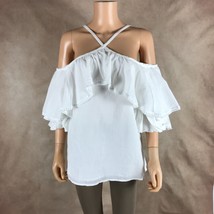 KENSIE Women&#39;s White Soft Crinkle Cotton Halter Off the Shoulder Top NWT XS - £9.73 GBP