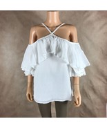 KENSIE Women&#39;s White Soft Crinkle Cotton Halter Off the Shoulder Top NWT XS - £9.90 GBP