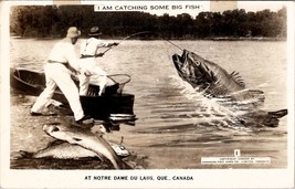 Canada Exaggerated Fish At Notre Dame Du Laus Quebec RPPC Postcard Y15 - £31.93 GBP