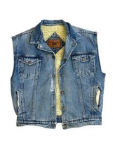 Roffe Denim Vest Jacket Sherpa Lined Button Up Sz LARGE Workwear Cowboy ... - $29.69