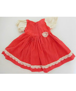 Vintage Red &amp; White Cotton Dress for Medium Size Doll - £10.20 GBP