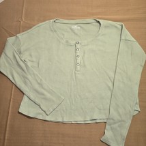 Hollister Must Have Collection Women&#39;s Size S Green Long Sleeve Waffle Top - $8.90