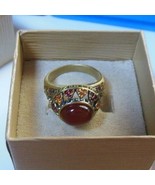 Heidi Daus Reddish/Orange Oval Cabochon Multi-Color Crystal Ring  Size 11.5 - $92.02 CAD