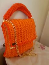 Bag/Handmade Bag/Hand Woven Bag/Crochet Bag/Knitted Bag/White Bag/Orange... - $80.00