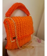 Bag/Handmade Bag/Hand Woven Bag/Crochet Bag/Knitted Bag/White Bag/Orange Bag/Des - $80.00