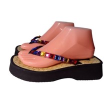 Skechers Somethin Else Jeweled Raffia Foam Platform Wedge Sandals Size 8  - $20.89