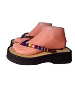 Skechers Somethin Else Jeweled Raffia Foam Platform Wedge Sandals Size 8  - £16.42 GBP