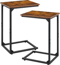 C Shaped Side Table Set Of 2, C Table For Sofa, Couch Table End, Rustic Brown - £42.46 GBP