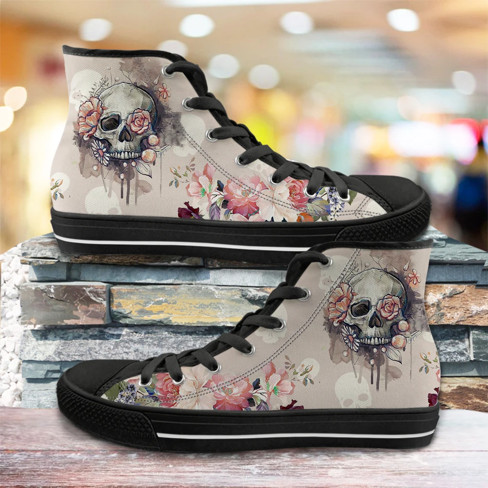 S vulcanized shoes classic superstar high top canvas shoes gothic skull print men flats thumb200