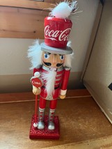 Kurt S. Adler Red White &amp; Silver Painted Wood Coca-Cola NUTCRACKER Christmas Hol - £14.58 GBP