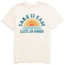 Life Is Good Large Men&#39;s Take It Easy Rainbow Waves Short Sleeve Tee - $24.99