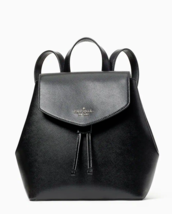 New Kate Spade Lizzie Medium Leather Flap Backpack Black NWT $359 - $117.81