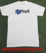 I Love Napoli Italy Italia White Shirt Blue Azzurri Heart Naples Soccer Adult L - £13.42 GBP