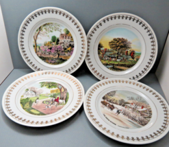 Set of 4 Currier and Ives Four Seasons Plates Spring Summer Fall Winter Japan 8&quot; - £11.61 GBP