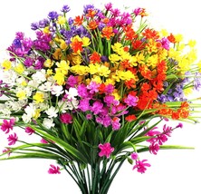 20 Bundles Artificial Flowers Grasses Fake Plants for Outdoors, UV, 5 Colors - £14.89 GBP