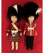 2 Vintage Dolls Queen Guards Scottish &amp; English London Souvenirs 6.5&quot;Pla... - $12.21 CAD