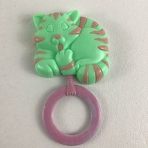 Napping Kitty Cat Kitten Plastic 5&quot; Baby Rattle Infant Toy Vintage 80s 90s - £15.60 GBP