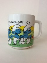 A Smurfing We Will Go! Smurfs Coffee Mug Vintage Tea Cup white 1981 Smurfs - £6.00 GBP