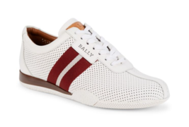 Bally Switzerland Frenz Calf Perforated Lace-Up Sneakers Shoes US 13 whi... - £176.25 GBP