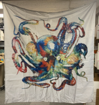 Multi Colored Rainbow Octopus Shower Curtain  72”x72” Polyester 12 Hooks - £7.04 GBP