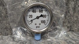 New Liquid Filled Pressure Gauge HT-C25,  0-100 PSI, Bottom Mount - $167.29 MXN