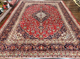 Oriental Rug 10x13 Floral Medallion Traditional Wool Area Rug Red Navy Blue - £3,601.65 GBP