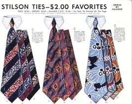 Vintage RETRO Mens Neckties Stilson Tie Ad 1940S 8X11 Great Colorful  no3 - $33.06 CAD