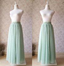 SAGE GREEN Tulle Maxi Skirt Plus Size Sage Green Wedding Bridesmaid Tulle Skirt image 2