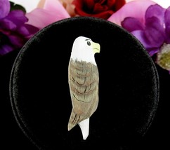 Bald Eagle Pin Vintage Wood Handcrafted Bird Brooch Hand Made America - £13.21 GBP