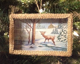 Chad Barrett Christmas Ornament Deer in Woods Framed Print Under Glass  - £10.23 GBP