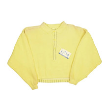 Vintage Basic Elements Cropped Sweatshirt Womens M Yellow Collared Fly H... - $22.15
