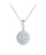 1/10CT TW  Round Diamond Cluster Pendant in Sterling Silver with 18&quot; cab... - £25.85 GBP