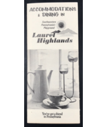 VTG 1983 Hotels &amp; Dining Guide Laurel Highlands Pennsylvania Brochure Pa... - $12.19