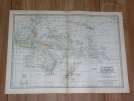 1897 Antique Dated Map Of Australia New Zealand Pacific Oc EAN Ia Guam Hawaii - £16.87 GBP
