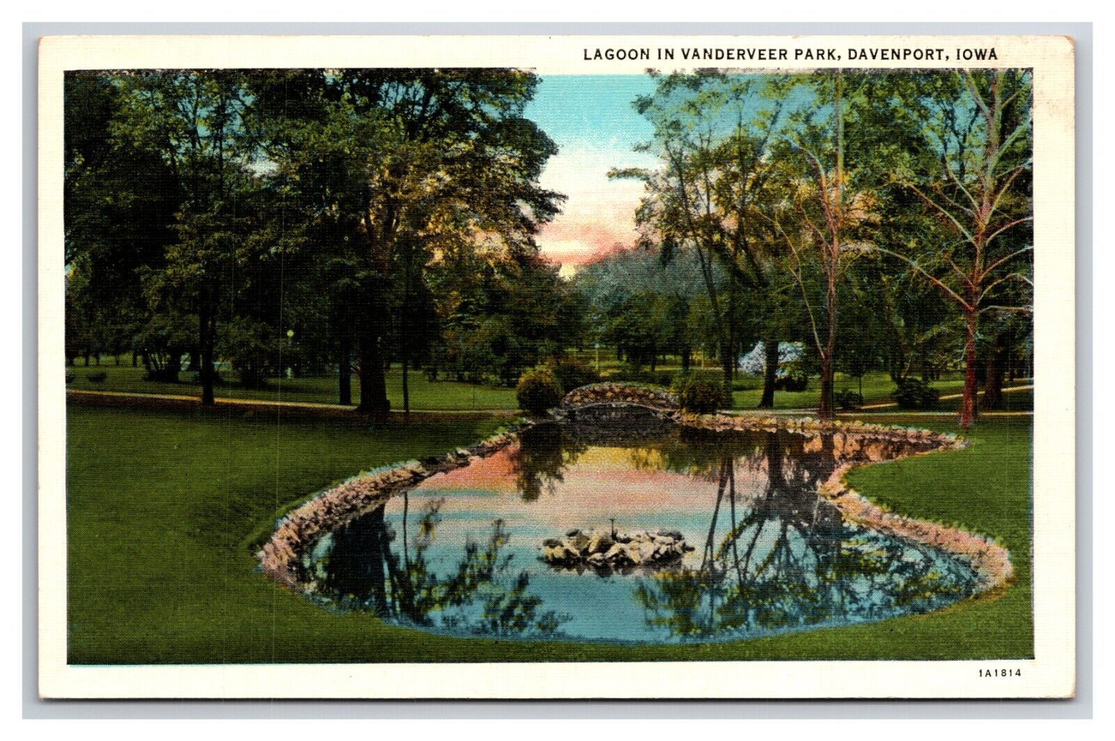 Vanderveer Park Lagoon Davenport Iowa IA UNP Linen Postcard N24 ...