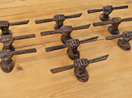 10 Cabinet Handles Drawer Pulls Dresser Chest Hand And Stick Rustic Vintage Look - £21.23 GBP
