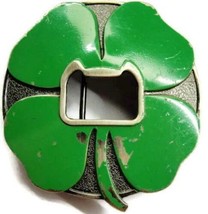 St. Patricks Good Luck 4-Leaf Green Clover Belt Buckle Bottle Opener Used Kalan - £23.47 GBP