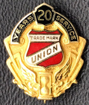 Trademark Union 20 Years Service Pin 10k Gold Filled Vintage GF - £9.87 GBP