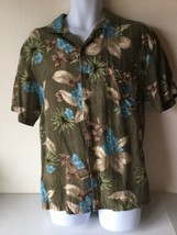  Caribbean Joe Mens Shirt Hawaiian Button Up Large Short Sleeve Green - £11.07 GBP