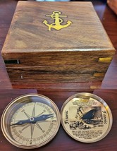 Solid Brass RMS Titanic Compass 4&quot; In a Rosewood Box - £26.23 GBP