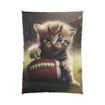 Football Kitten Touchdown: Tabby&#39;s Winning Play Sport Game - Bed Comforter - £102.52 GBP+