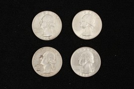 4 US Quarters Coins 1964 90 Percent Silver Readable Dates Philadelphia #22 - £24.19 GBP
