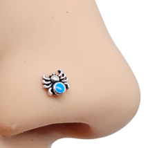 Wolf Spider Nose Stud Blue Enamel 22g (0.6mm) 925 Silver Ball End Pin Piercing - £4.75 GBP