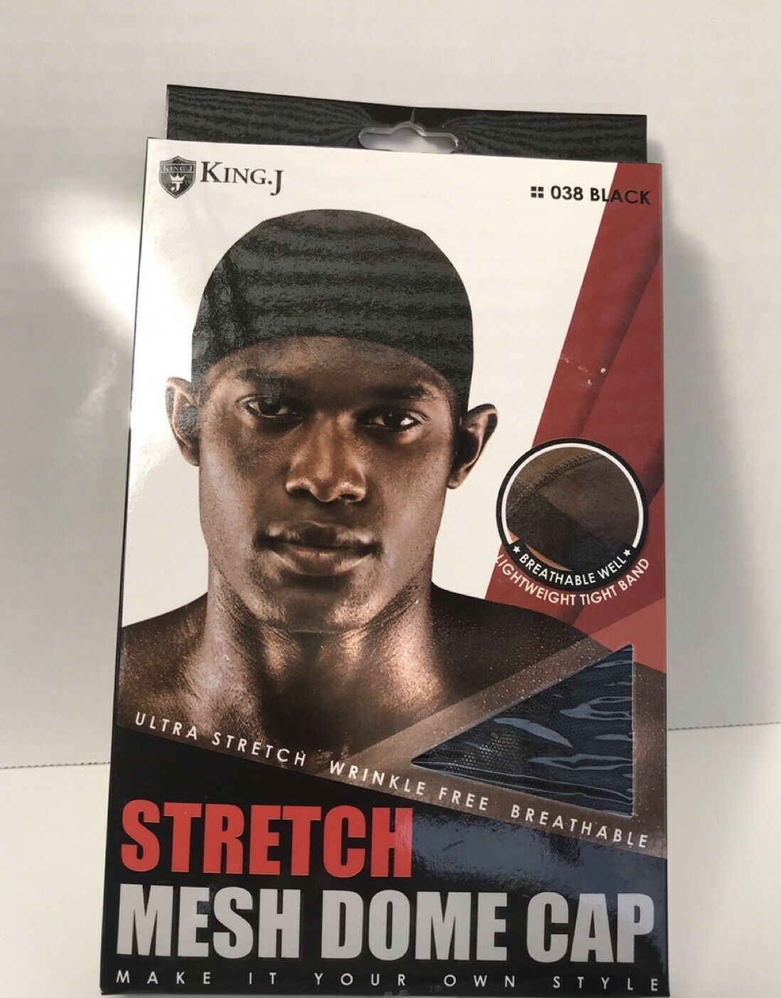 M&amp;M KING J.STRETCH MESH DOME CAP # 038 BLACK ULTRA STRETCH BREATHABLE - $2.89