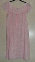 Excellent Vintage Womens Miss Elaine Pink Floral Summer Nightgown Size M Usa - £21.89 GBP